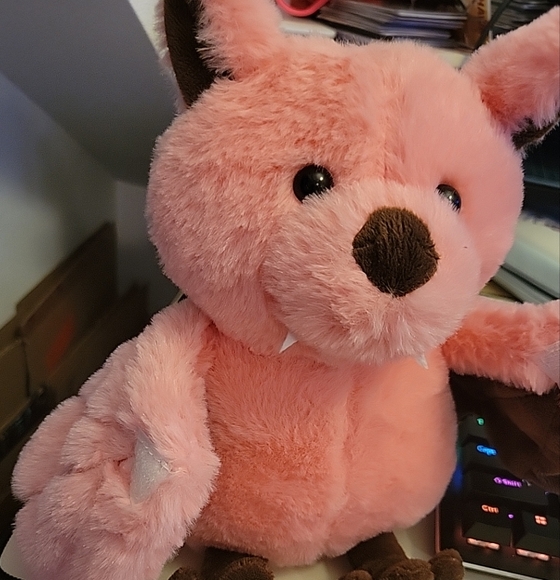 Cuddly 11 inch Plush Pink Bat Stuffed Animal Halloween Stuffed Plush Toy Plush - Picture 2 of 7